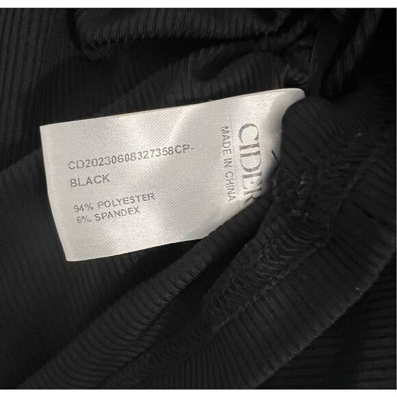 Cider Black Ruched Side Stretchy Ribbed Sleeveless Blouse - Picture 6 of 6
